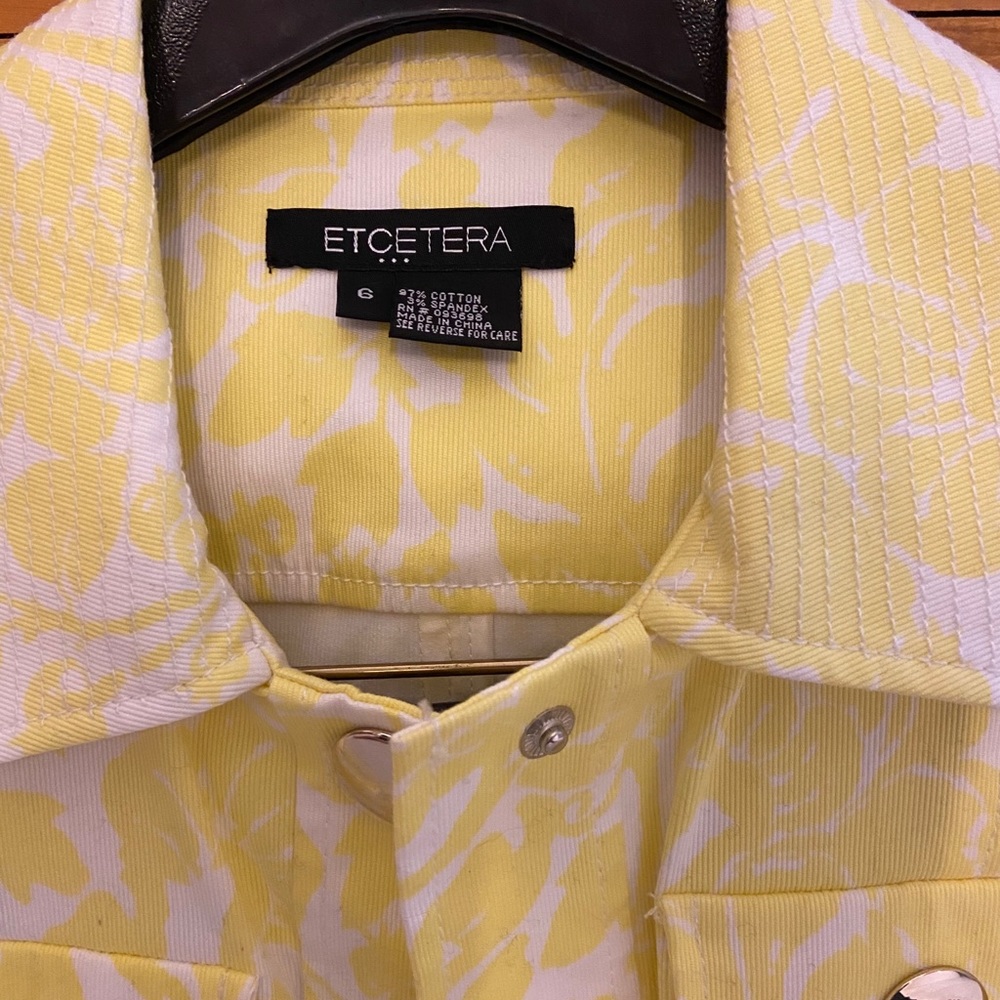 Etcetera Yellow/White Cropped Jacket, Small - image 2